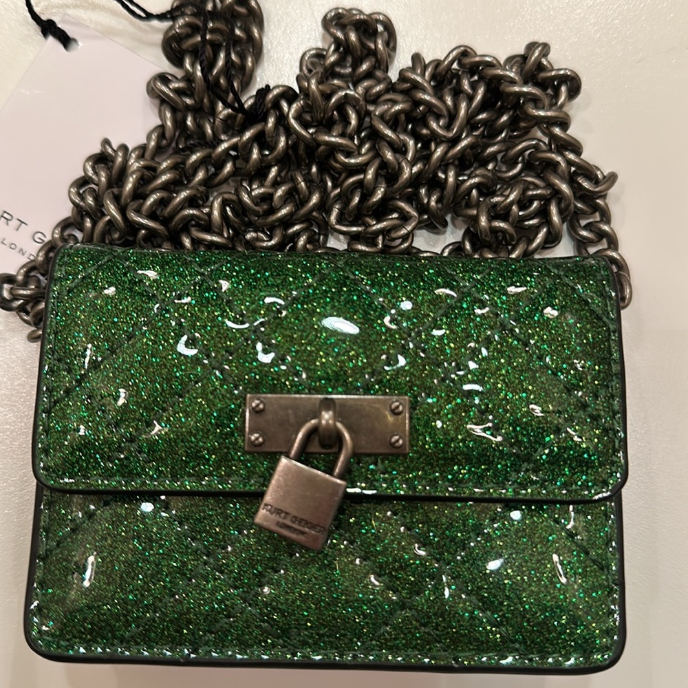 Kurt Geiger Green Glitter Mini Bag